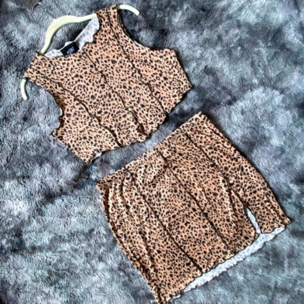 Baddie Bae Cheetah Print Skirt Set